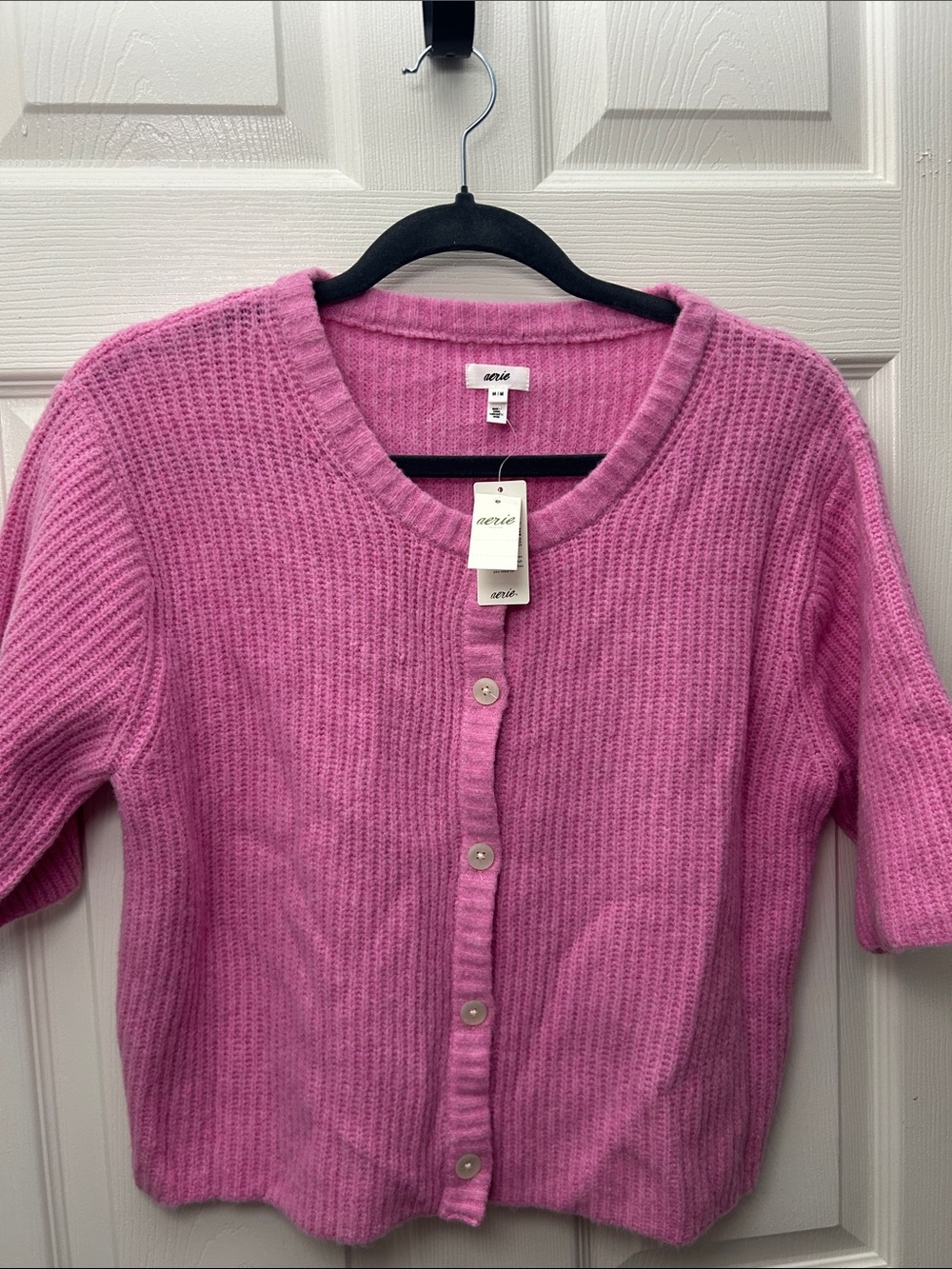 aerie Button-Front Ribbed Cardigan